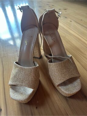 Lulu's Natural Woven Block Heels